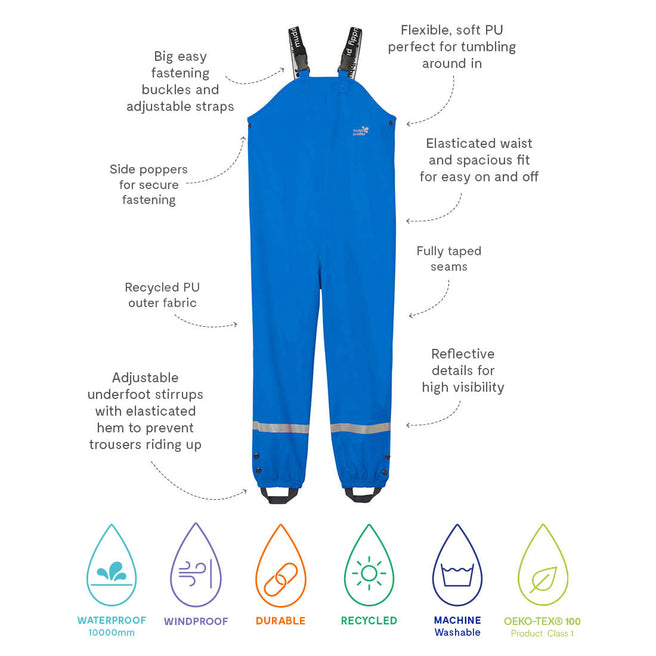 Rainy Day Waterproof Dungarees Blue